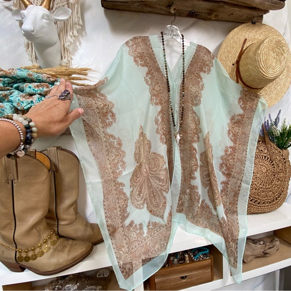 Breezy Gypsy/hippy boho CAFTAN/Cape/poncho bikini cover sheer & multifunctional - Picture 5 of 15